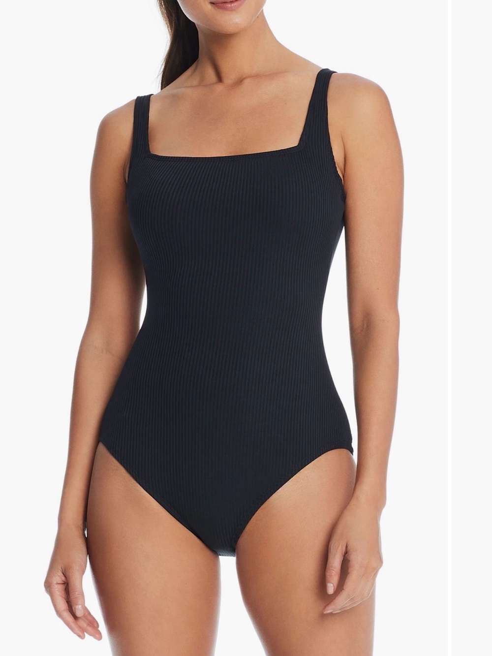 Bleu Rod Beattie Rib Square Neck Underwire  One-Piece Swimsuit Size 10
